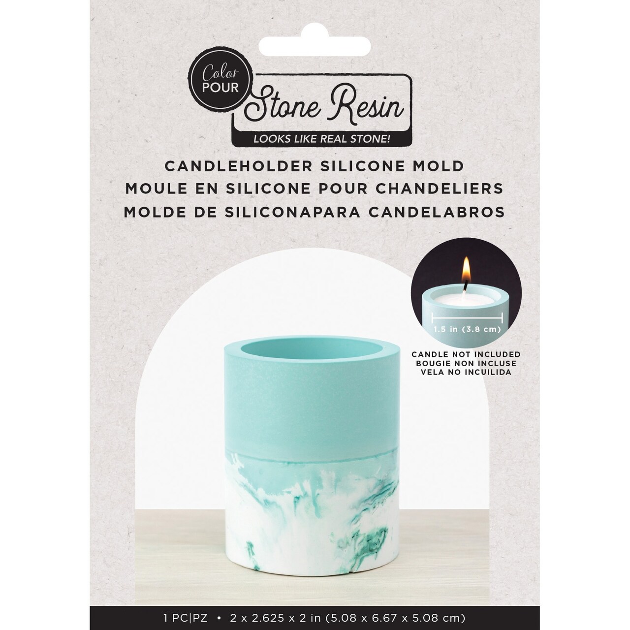 American Crafts Color Pour Stone Resin Silicone Mold-Cndle Hldr